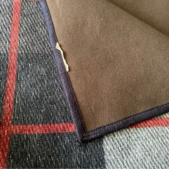 Ruggable Buffalo Plaid Blue Ivory Rug with Red Accents Discontinued 5 x 7 - Picture 8 of 13